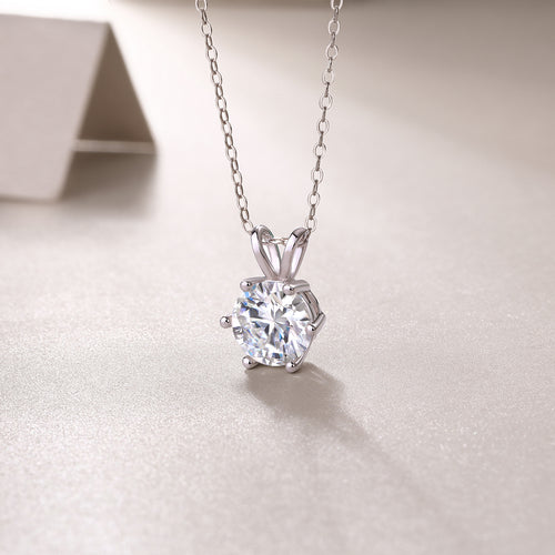 2 Carat Moissanite Diamond Pendant Necklace | S925 Sterling Silver Chain | Luxury Fine Jewelry Gift for Women