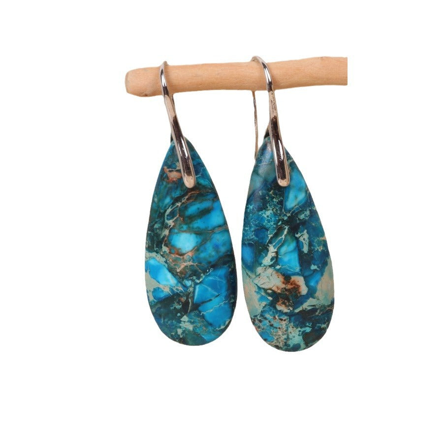 Natural Stone Teardrop Earrings for Women | Turquoise & Gemstone Dangle Earrings | Boho Minimalist Jewelry Gift