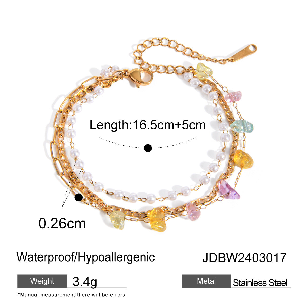 18K Gold Stainless Steel Stone Chain Ring for Women | Geometric Stackable Band | Trendy Travel Jewelry Gift