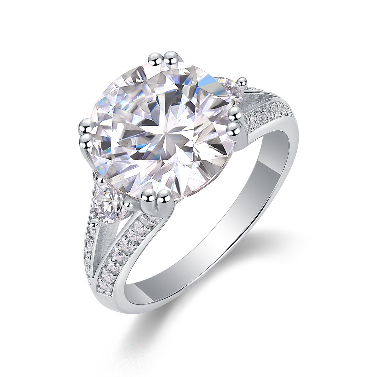5 Carat Moissanite Engagement Ring | Platinum Plated S925 Sterling Silver | Luxury Diamond Alternative Ring for Women