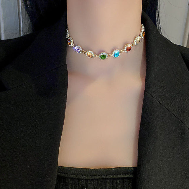 Luxury Crystal Choker Necklace for Women | Colorful Rhinestone Statement Necklace | Glamour Jewelry Gift