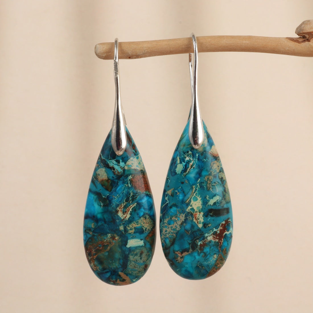 Natural Stone Teardrop Earrings for Women | Turquoise & Gemstone Dangle Earrings | Boho Minimalist Jewelry Gift