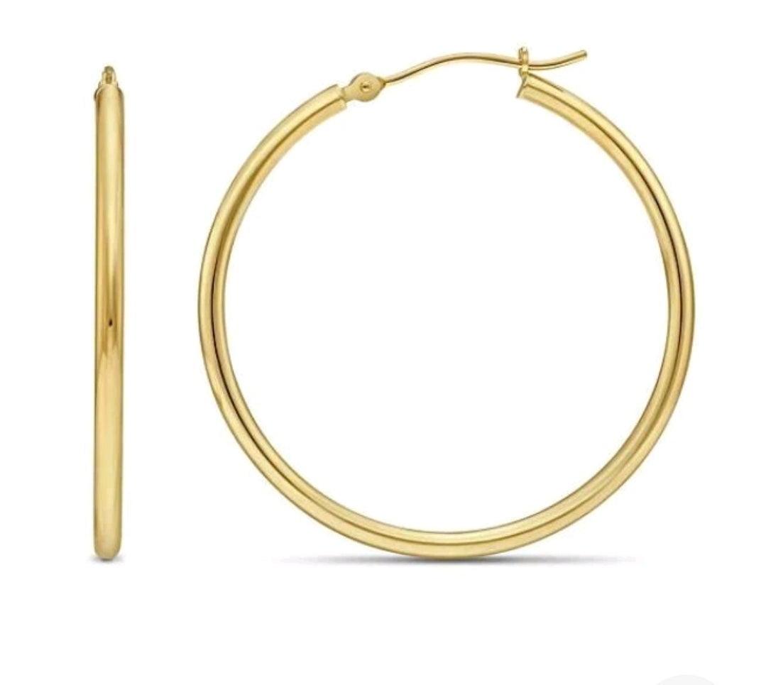 14K Gold Filled Hoop Earrings | 40mm Creole Hoops | Hypoallergenic Fine Jewelry for Women & Girls