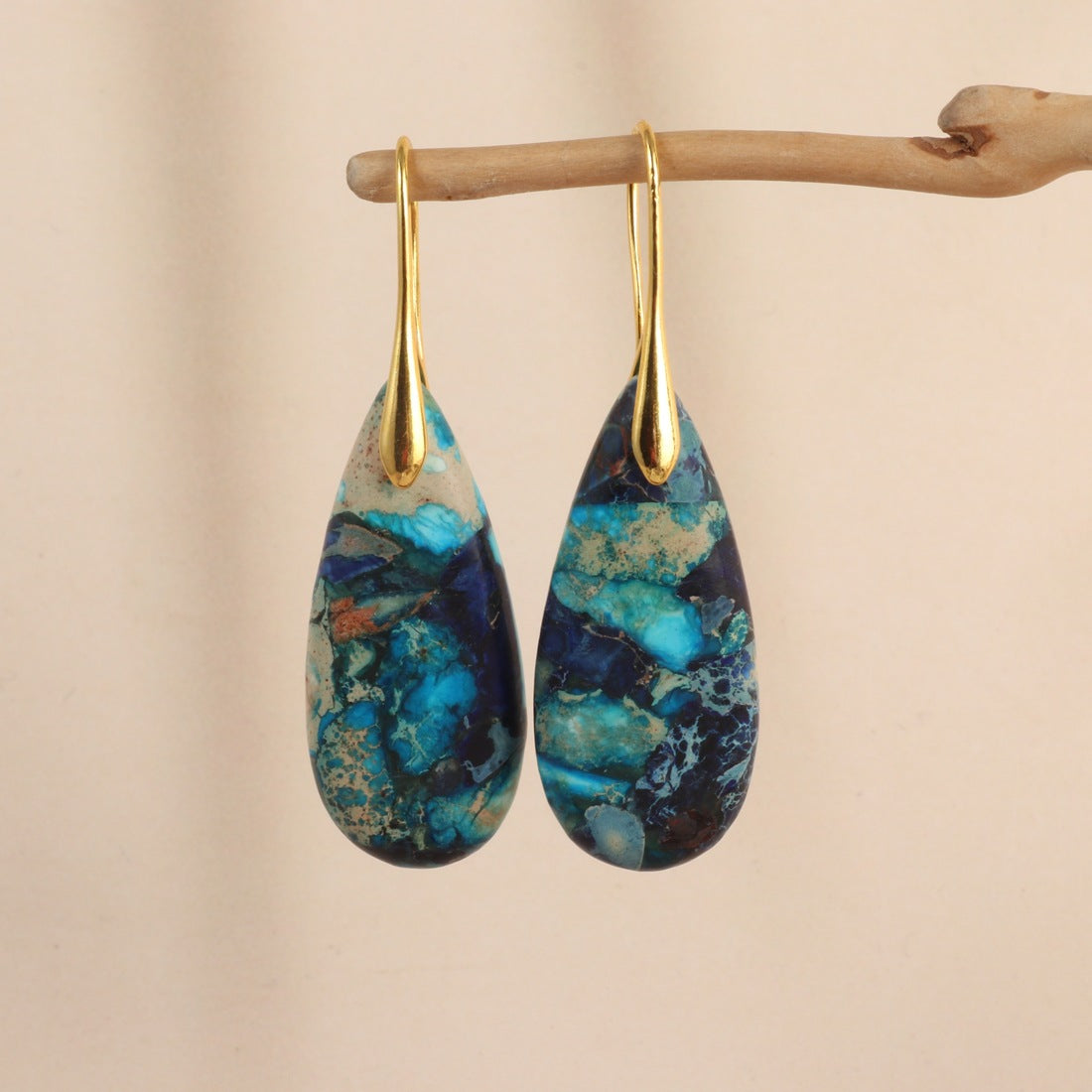 Natural Stone Teardrop Earrings for Women | Turquoise & Gemstone Dangle Earrings | Boho Minimalist Jewelry Gift