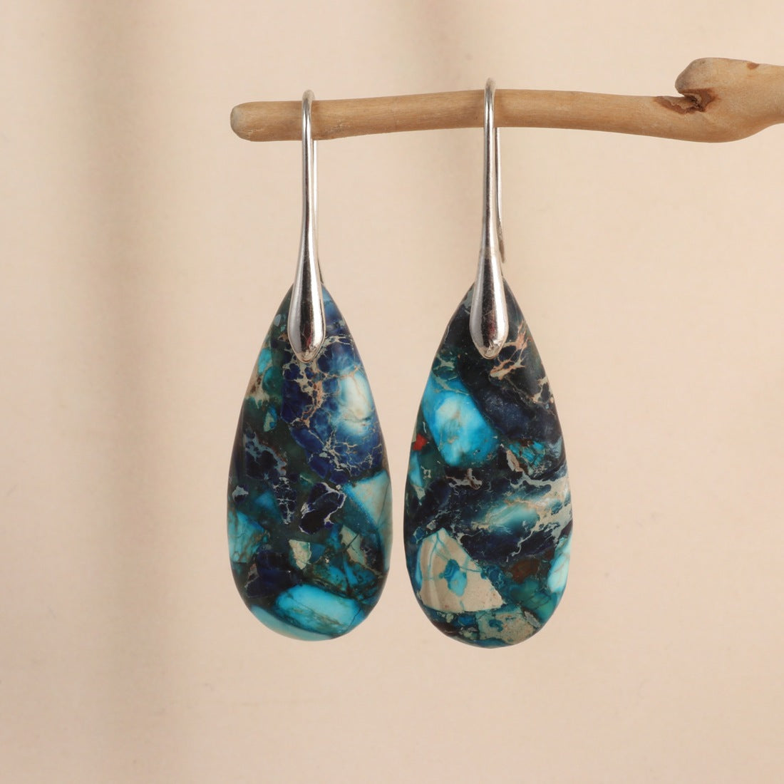 Natural Stone Teardrop Earrings for Women | Turquoise & Gemstone Dangle Earrings | Boho Minimalist Jewelry Gift