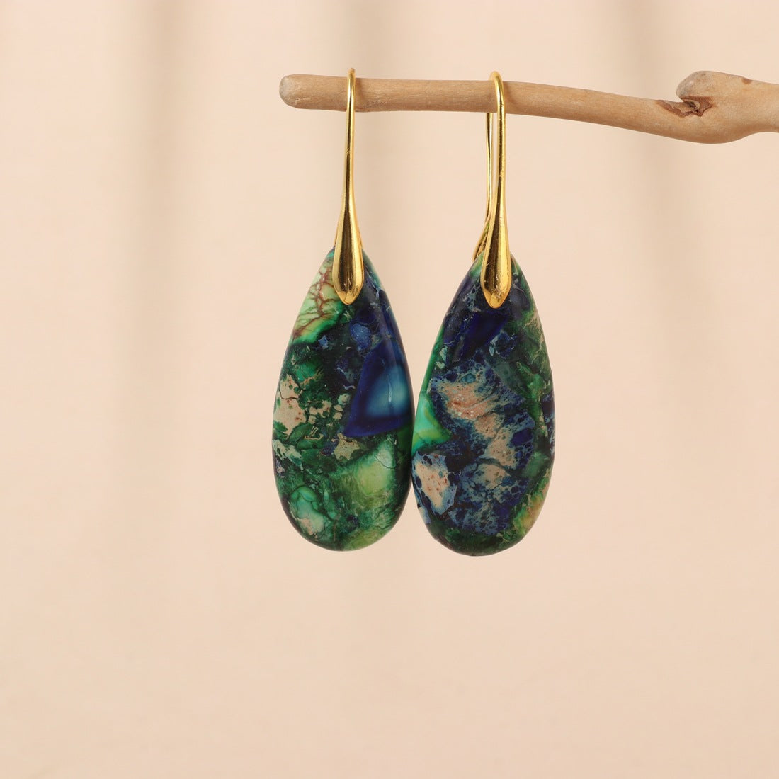 Natural Stone Teardrop Earrings for Women | Turquoise & Gemstone Dangle Earrings | Boho Minimalist Jewelry Gift