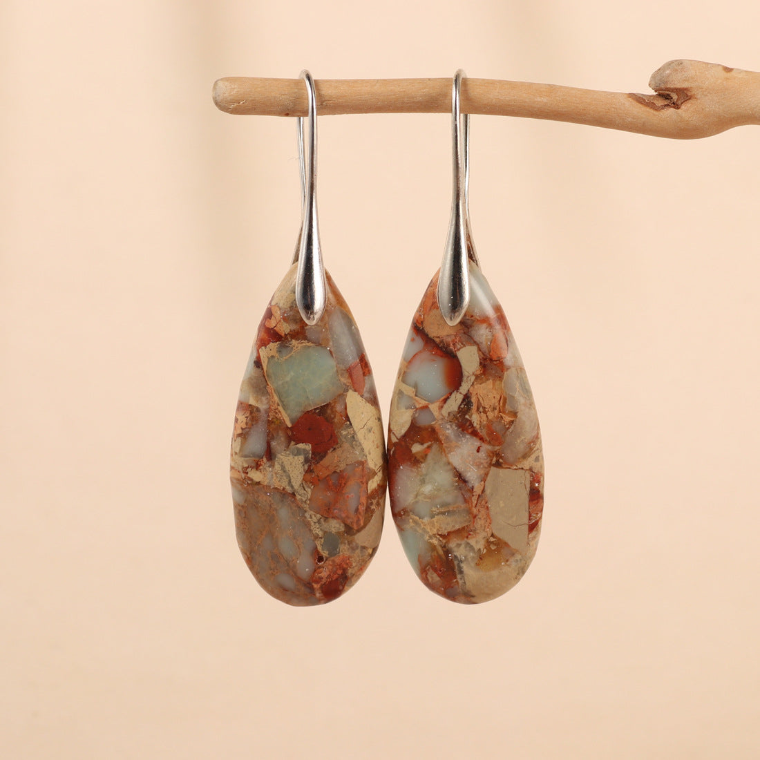 Natural Stone Teardrop Earrings for Women | Turquoise & Gemstone Dangle Earrings | Boho Minimalist Jewelry Gift