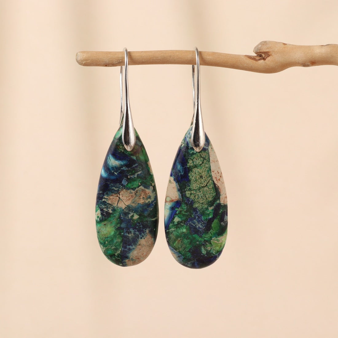 Natural Stone Teardrop Earrings for Women | Turquoise & Gemstone Dangle Earrings | Boho Minimalist Jewelry Gift