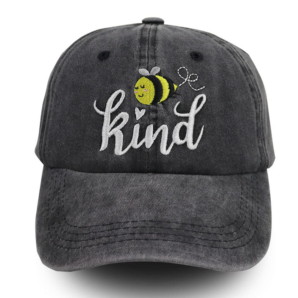 Bee Kind Embroidered Baseball Cap | Washed Cotton Low-Profile Hat for Women & Men