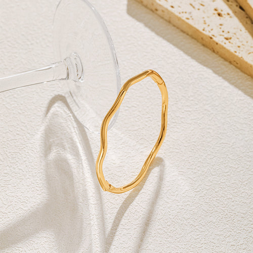 18K Gold Bangle Bracelet for Women | Minimalist Gold Cuff | Elegant Stackable Wrist Jewelry Gift